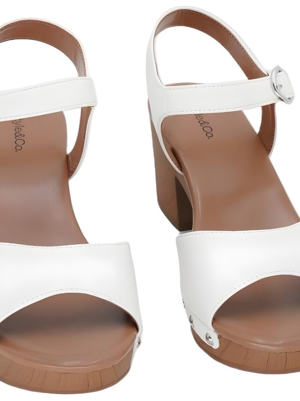 Style Co Seleeney Wedge Sandals White Nude Platform Womens 9M